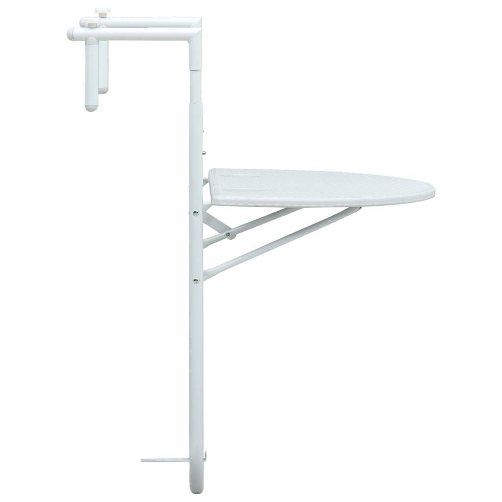 vidaXL Balkon-Hängetisch Weiß 60x64x83,5 cm Kunststoff Rattan-Optik