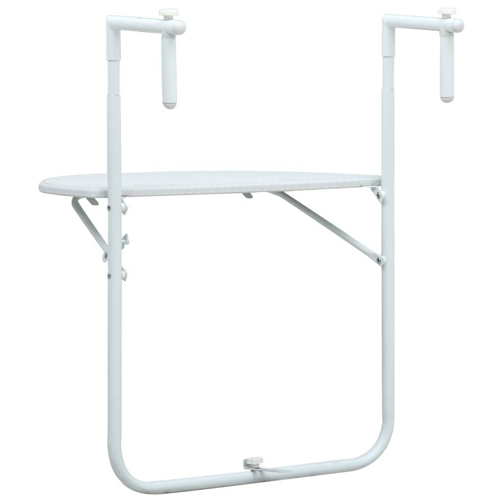 vidaXL Balkon-Hängetisch Weiß 60x64x83,5 cm Kunststoff Rattan-Optik