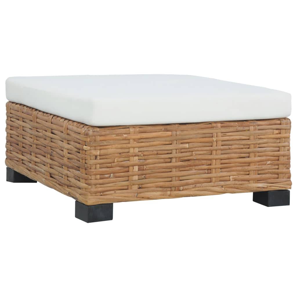 vidaXL Fußhocker mit Kissen Natürliches Rattan