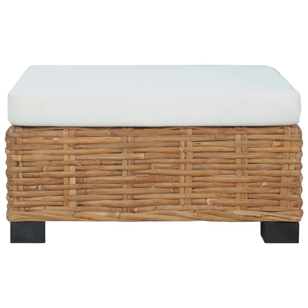 vidaXL Fußhocker mit Kissen Natürliches Rattan