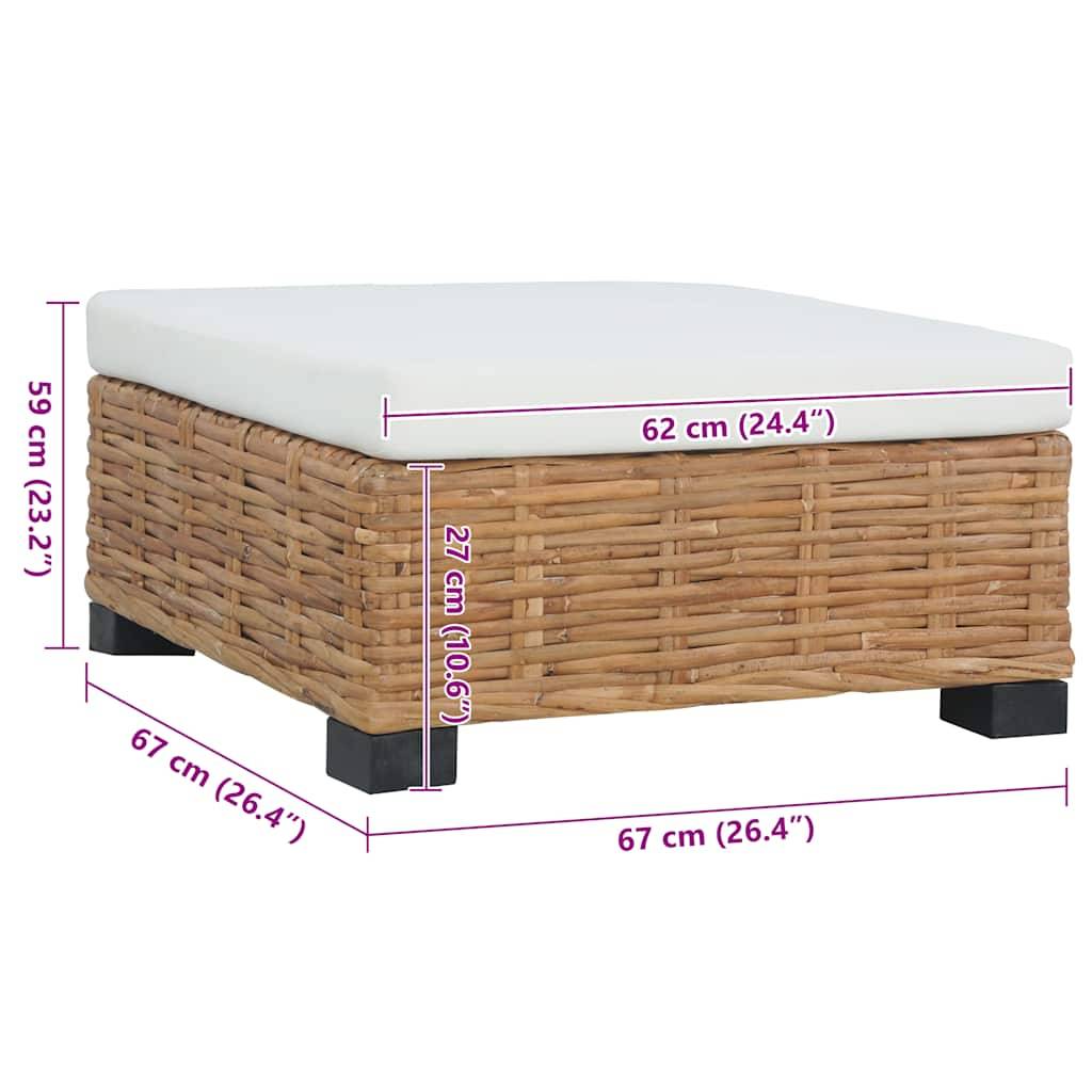 vidaXL Fußhocker mit Kissen Natürliches Rattan