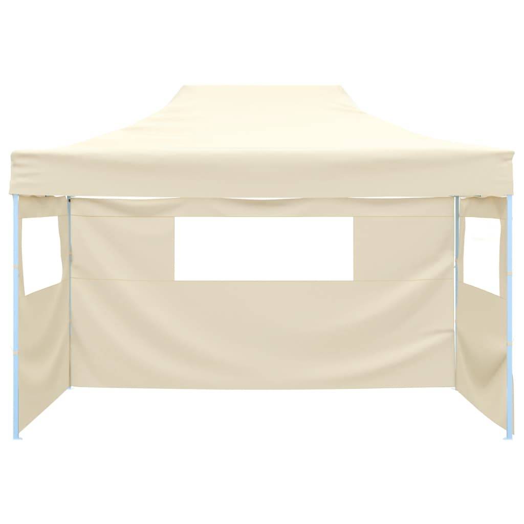 vidaXL Profi-Partyzelt Faltbar mit 3 Seitenwänden 3×4m Stahl Creme