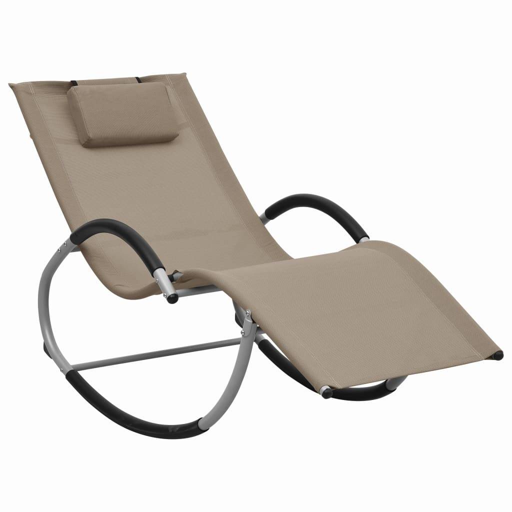 vidaXL Sonnenliege mit Kissen Taupe Textilene