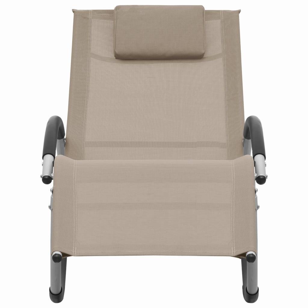 vidaXL Sonnenliege mit Kissen Taupe Textilene