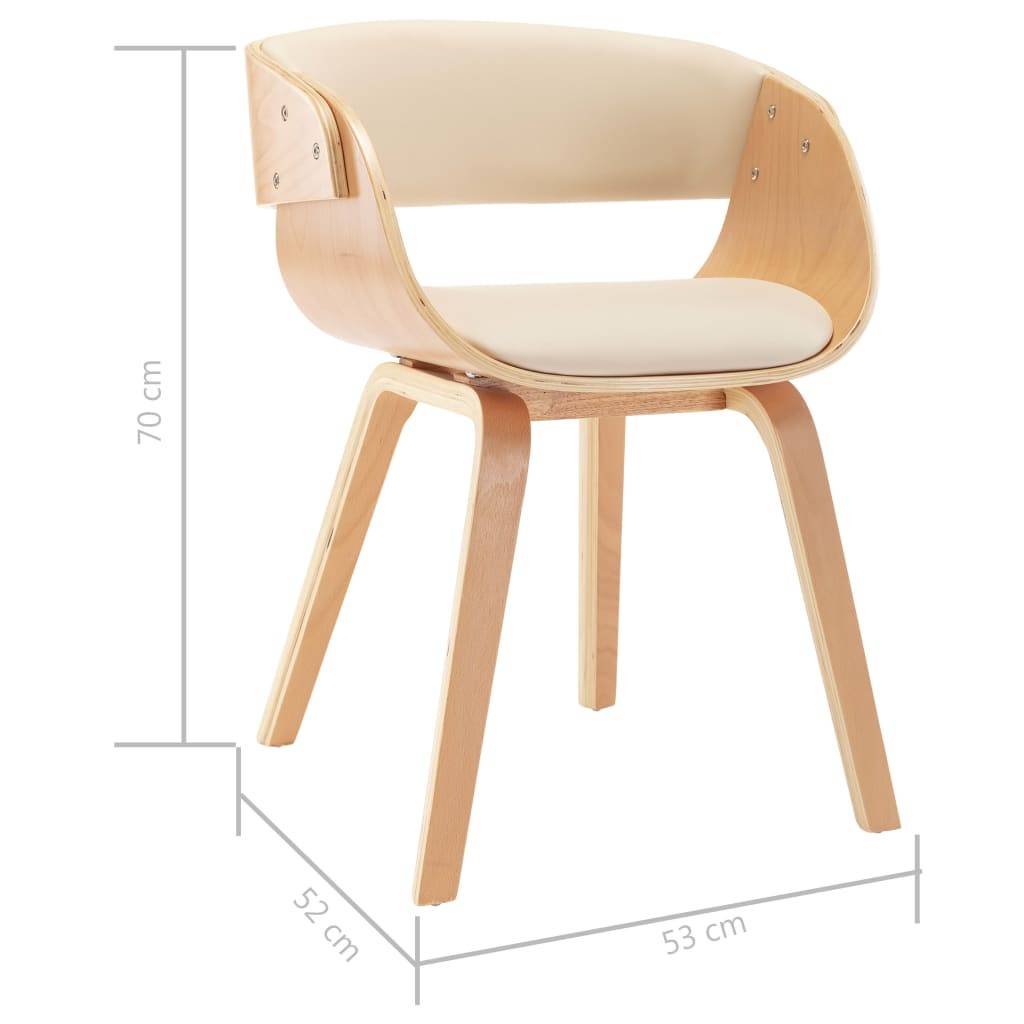 vidaXL Esszimmerstühle 2 Stk. Creme Bugholz und Kunstleder
