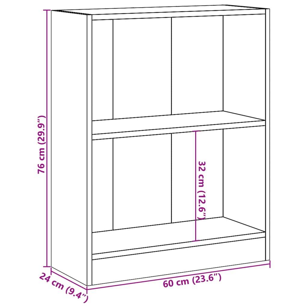 vidaXL Bücherregal Grau Sonoma 60x24x76 cm Holzwerkstoff