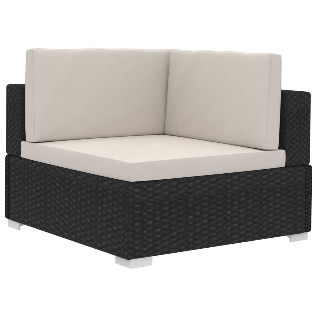 vidaXL 4-tlg. Garten-Sofagarnitur mit Auflagen Poly Rattan Schwarz