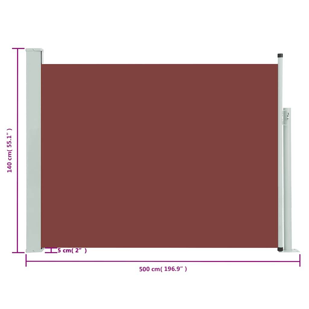 vidaXL Ausziehbare Seitenmarkise 140×500 cm Braun