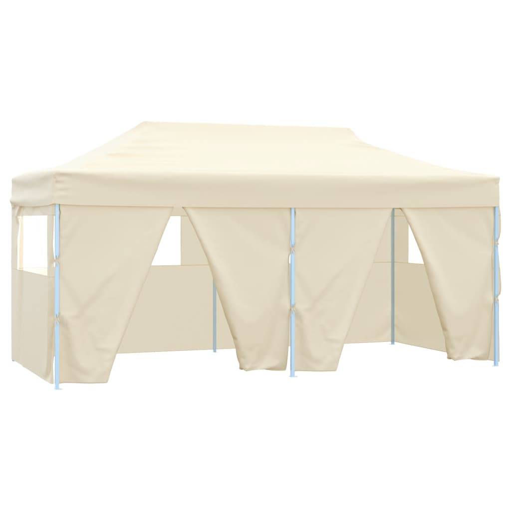 vidaXL Profi-Partyzelt Faltbar mit 4 Seitenwänden 3×6m Stahl Creme