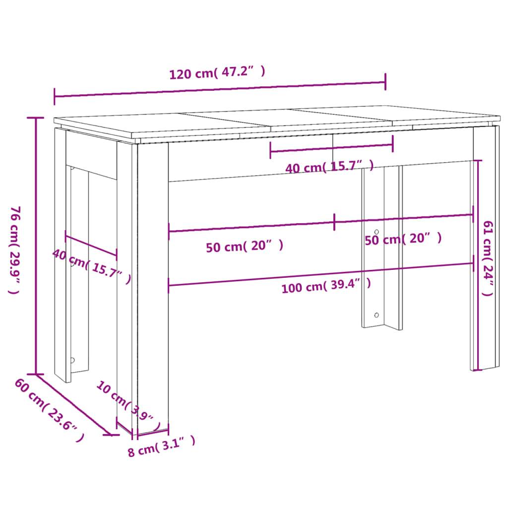 vidaXL Esstisch Sonoma-Eiche 120x60x76 cm Holzwerkstoff