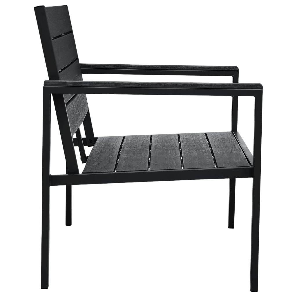 vidaXL Gartenbank 120 cm HDPE Schwarz Holz-Optik
