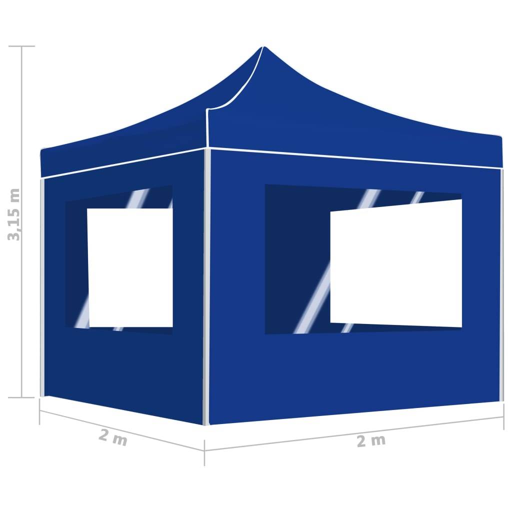 vidaXL Profi-Partyzelt Faltbar mit Wänden Aluminium 2×2m Blau