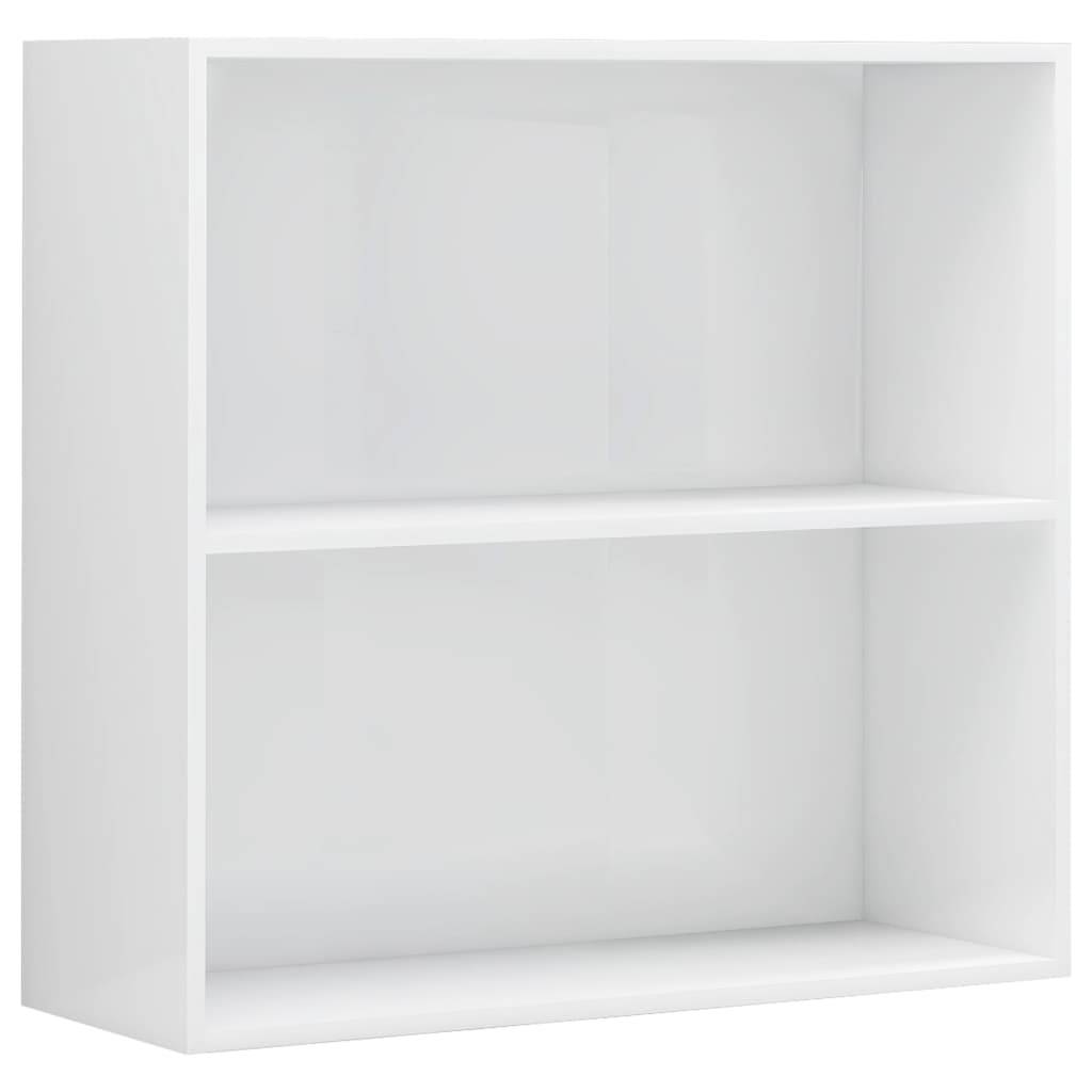 vidaXL Bücherregal 2 Fächer Hochglanz-Weiß 80x30x76,5 cm Spanplatte