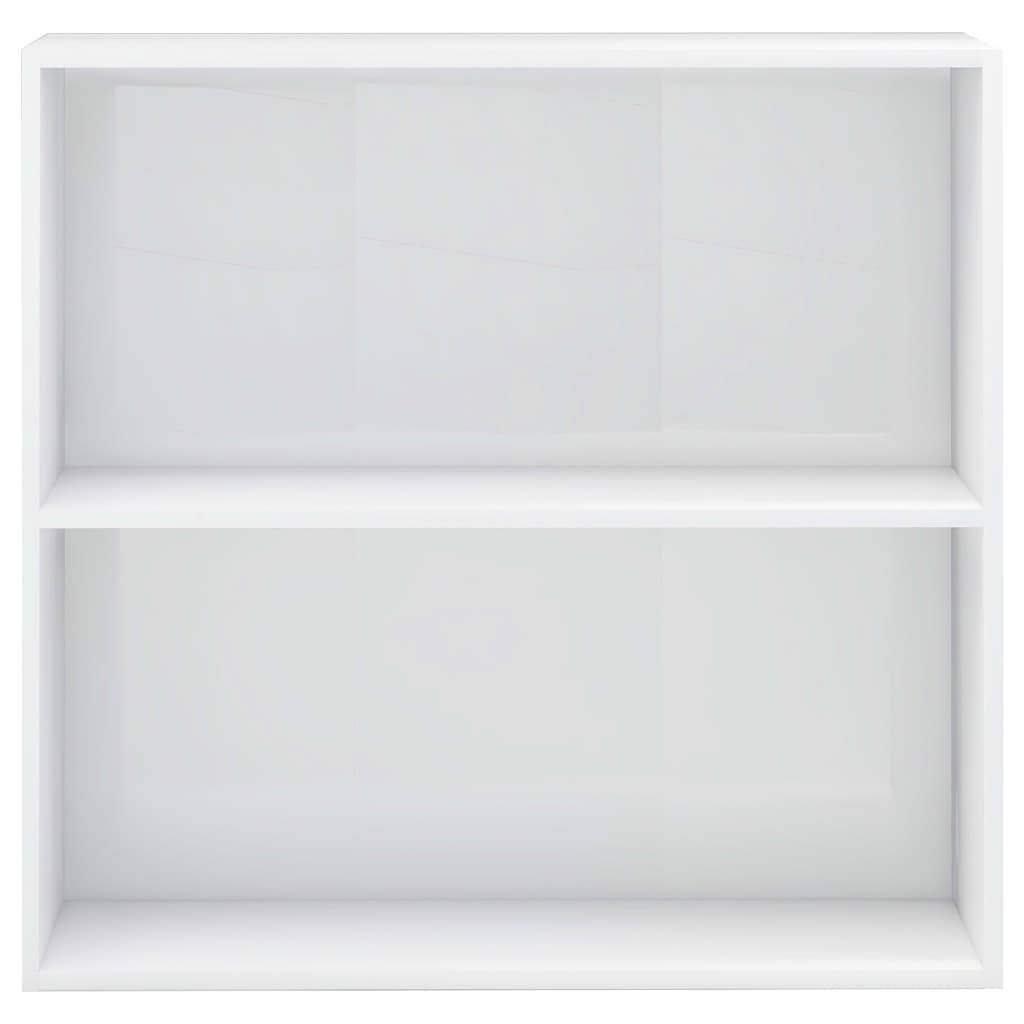 vidaXL Bücherregal 2 Fächer Hochglanz-Weiß 80x30x76,5 cm Spanplatte