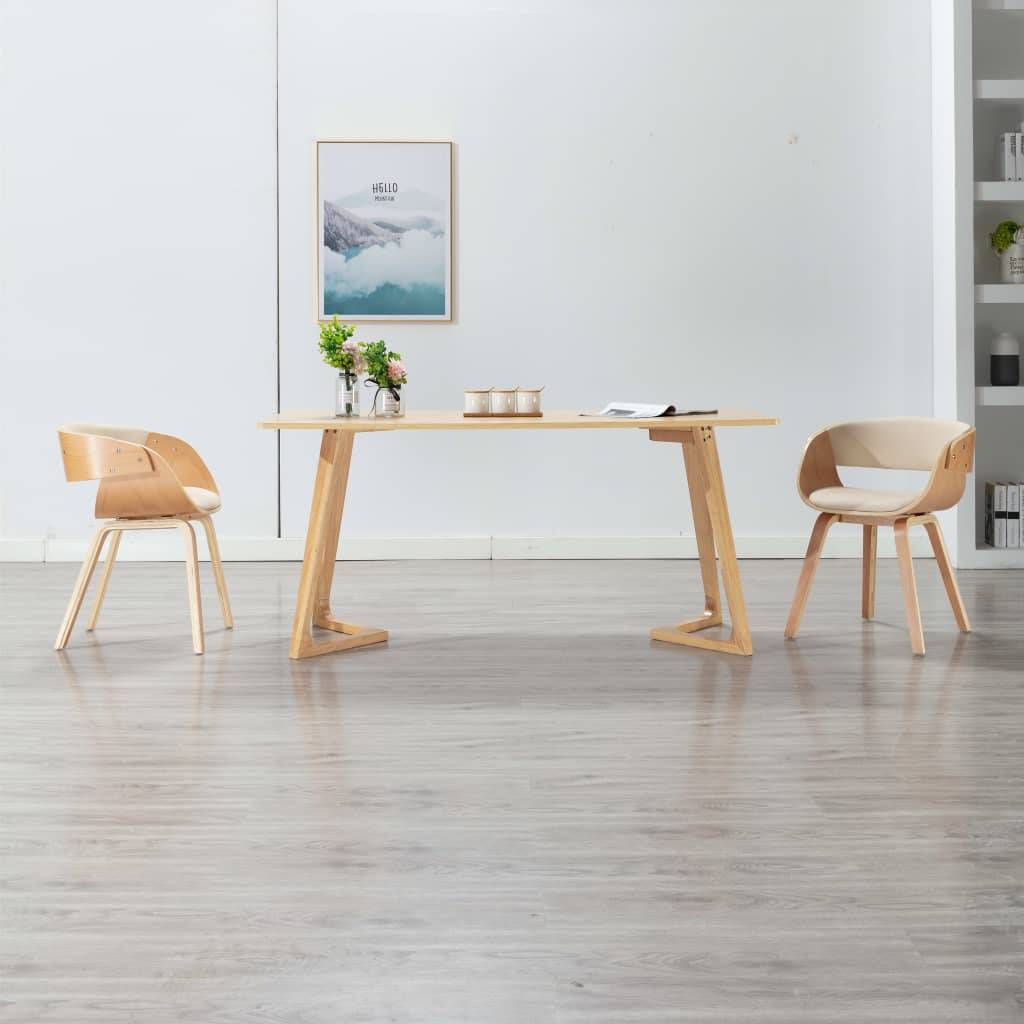 vidaXL Esszimmerstühle 2 Stk. Creme Bugholz und Kunstleder