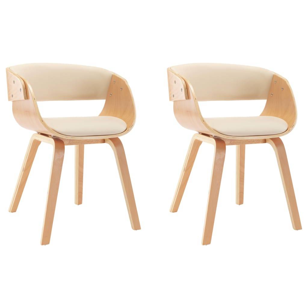 vidaXL Esszimmerstühle 2 Stk. Creme Bugholz und Kunstleder
