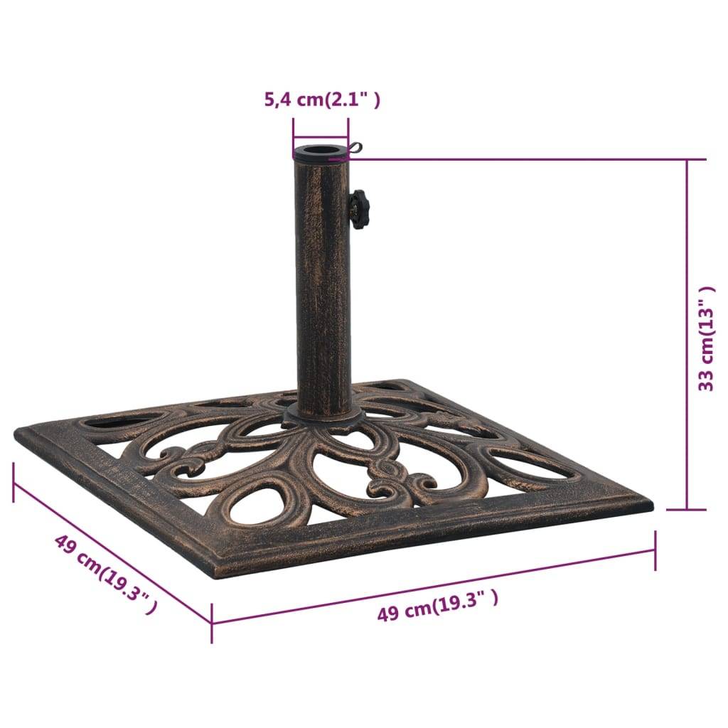 vidaXL Sonnenschirmständer Bronze 12 kg 49 cm Gusseisen
