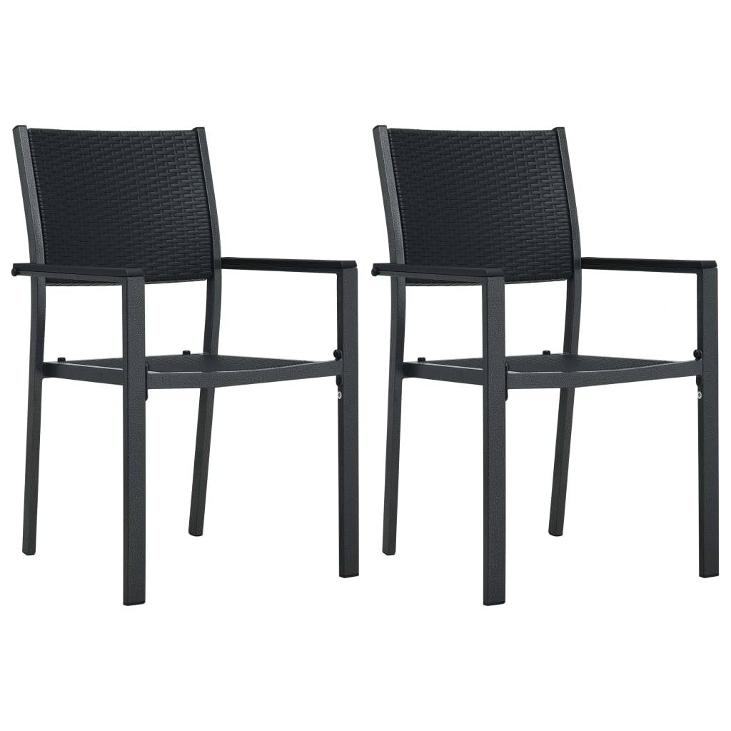 vidaXL Gartenstühle 2 Stk. Schwarz Kunststoff Rattan-Optik