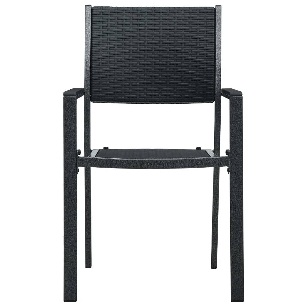 vidaXL Gartenstühle 2 Stk. Schwarz Kunststoff Rattan-Optik