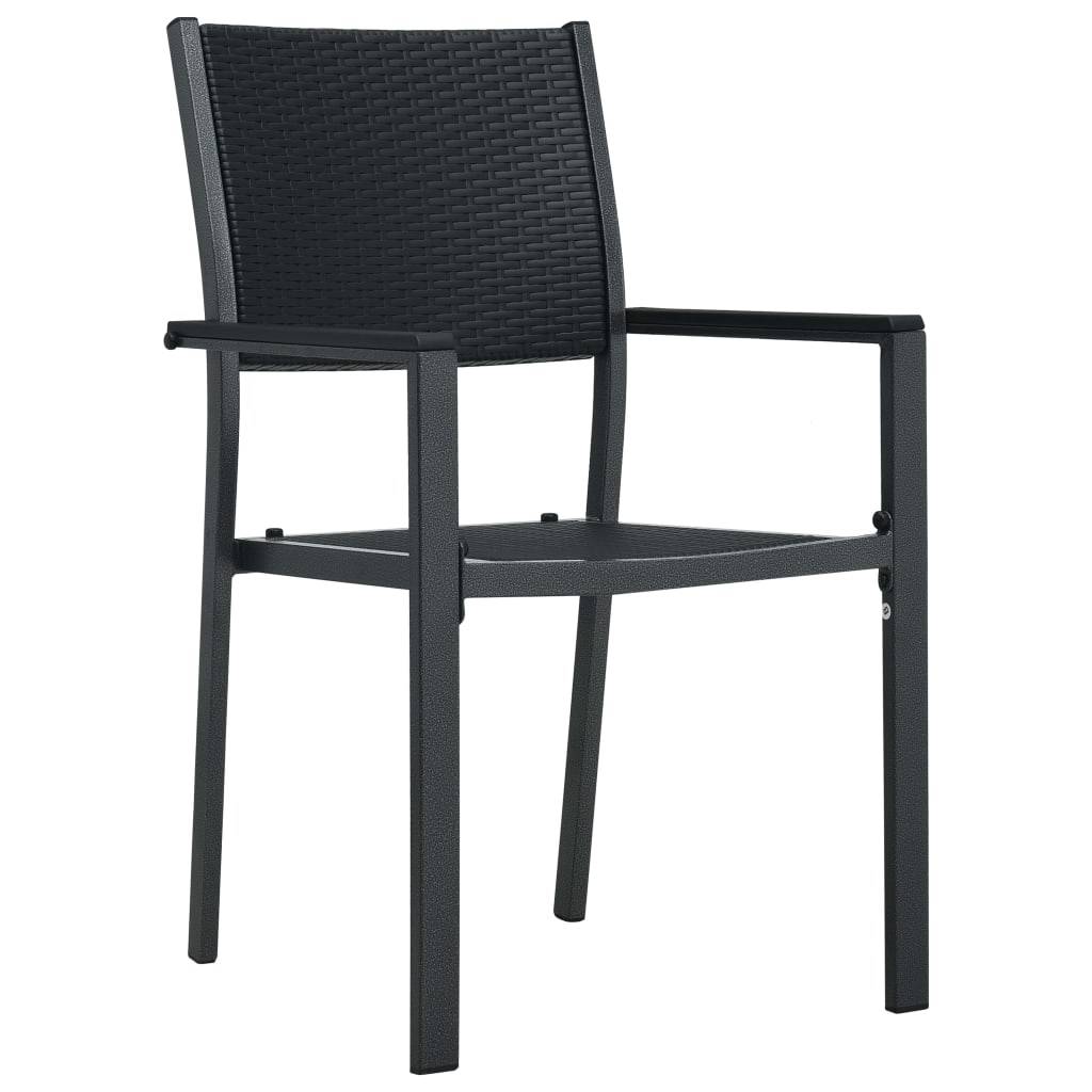 vidaXL Gartenstühle 2 Stk. Schwarz Kunststoff Rattan-Optik