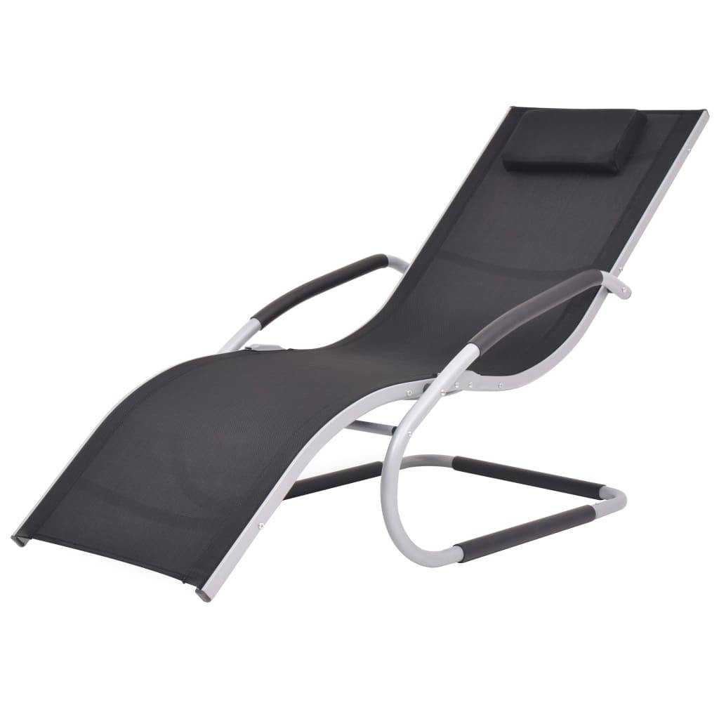 vidaXL Sonnenliege mit Kissen Aluminium und Textilene Schwarz