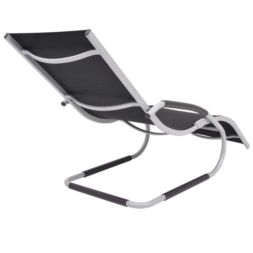 vidaXL Sonnenliege mit Kissen Aluminium und Textilene Schwarz