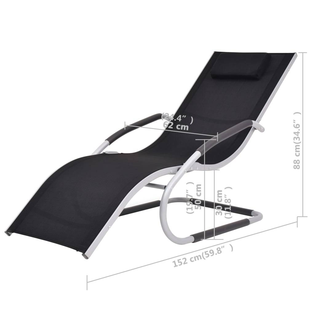 vidaXL Sonnenliege mit Kissen Aluminium und Textilene Schwarz