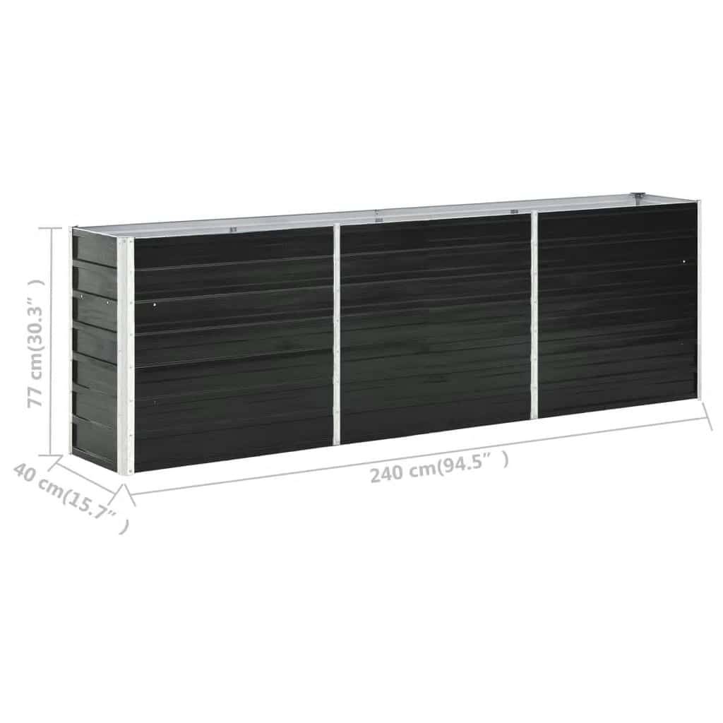 vidaXL Garten-Hochbeet Verzinkter Stahl 240 x 40 x 77 cm Anthrazit