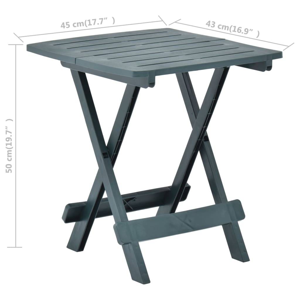 vidaXL Gartentisch Klappbar Grün 45x43x50 cm Kunststoff