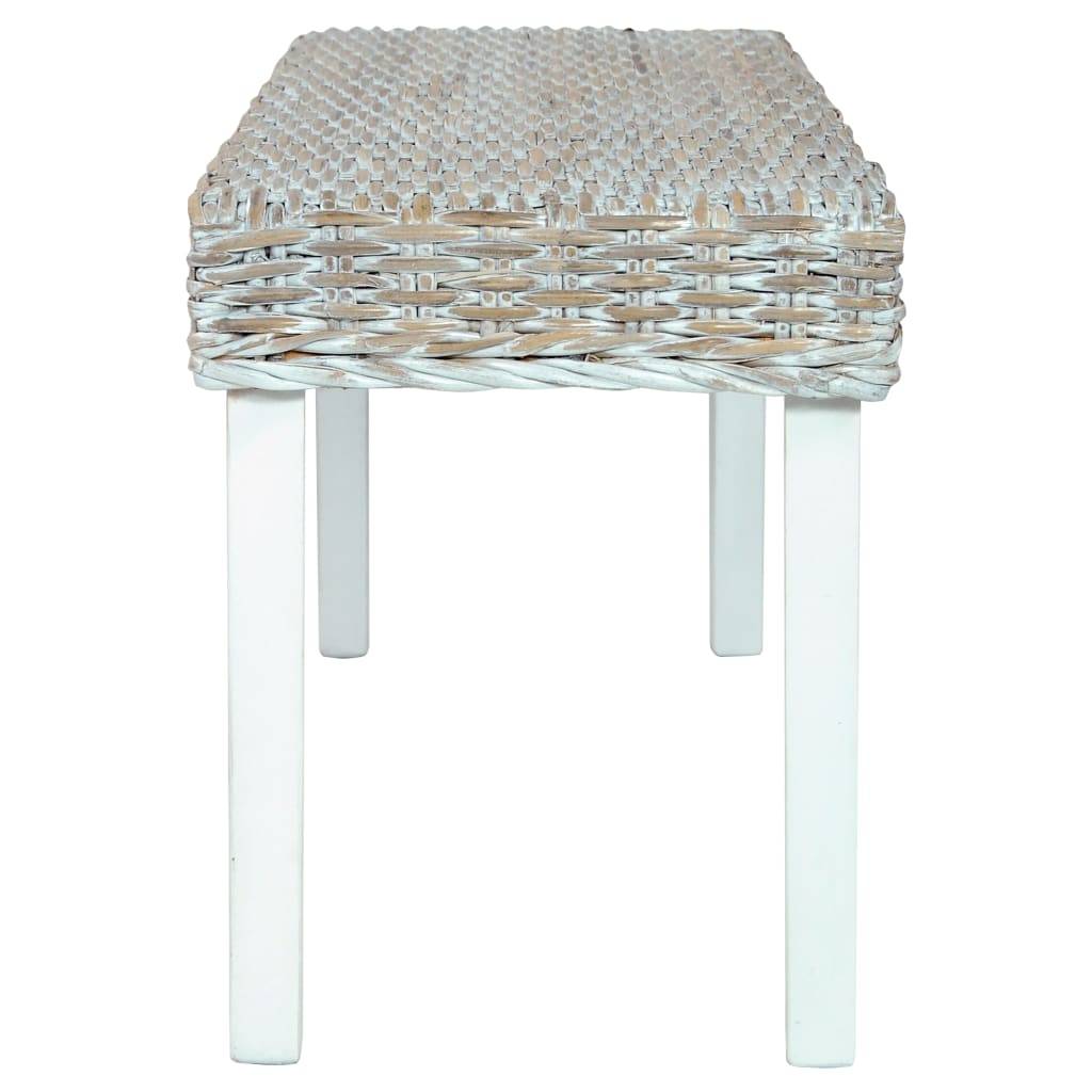 vidaXL Sitzbank 110 cm Weiß Natur Kubu-Rattan und Massivholz Mango