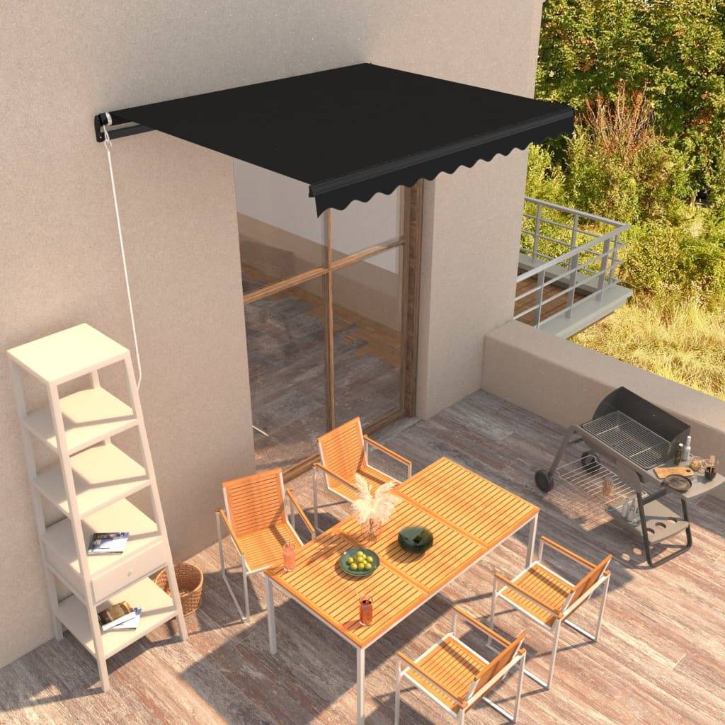vidaXL Einziehbare Markise Handbetrieben 350 x 250 cm Anthrazit