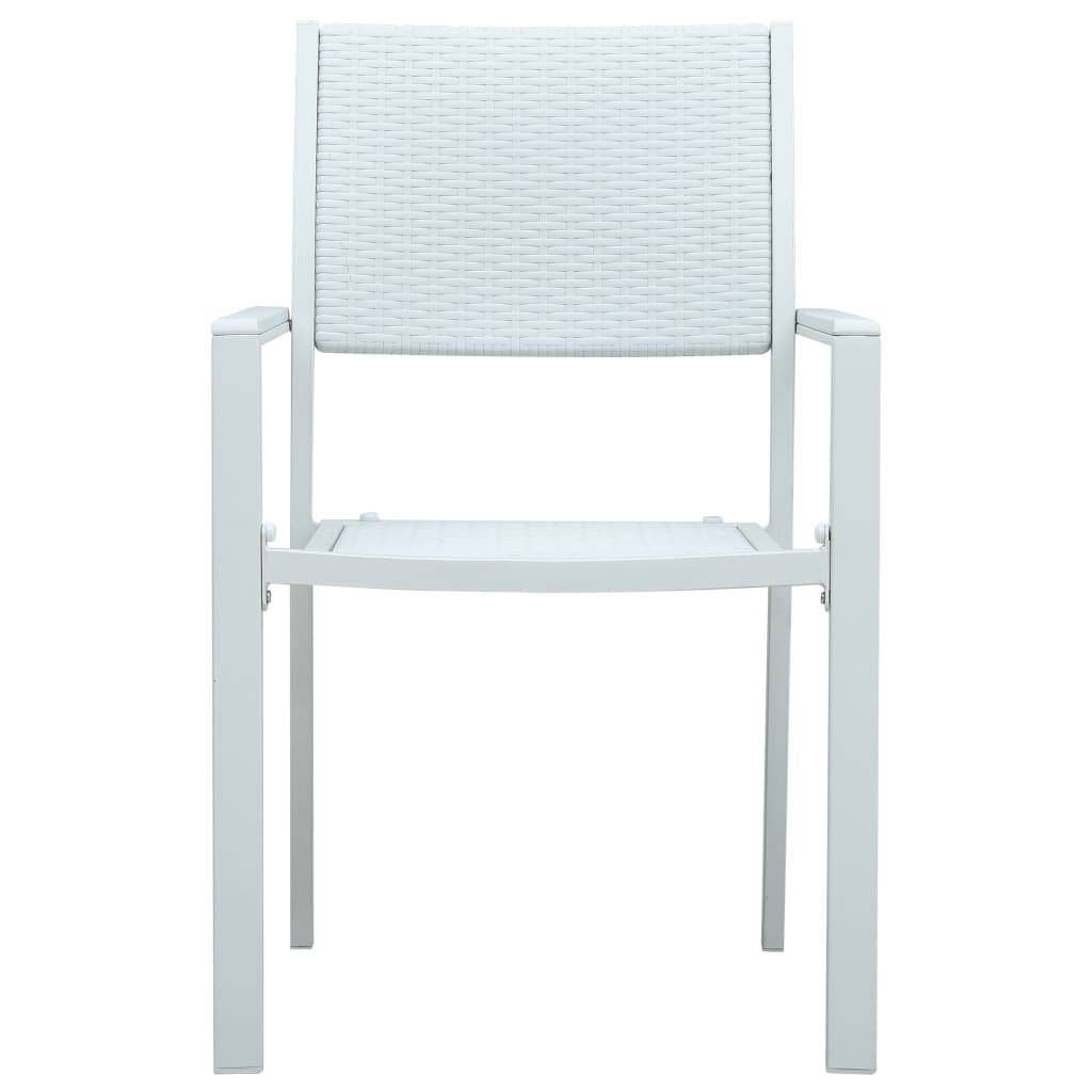 vidaXL Gartenstühle 4 Stk. Weiß Kunststoff Rattan-Optik