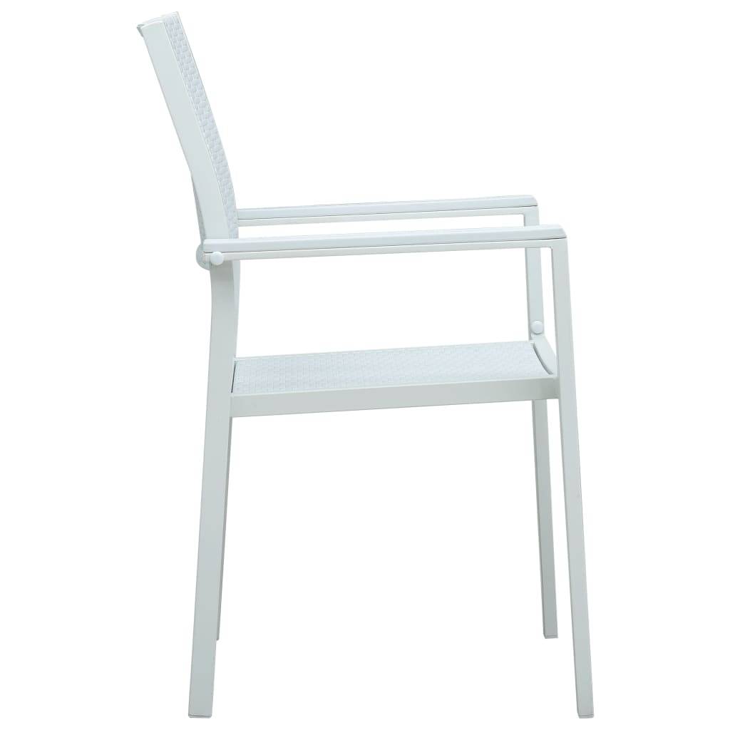 vidaXL Gartenstühle 4 Stk. Weiß Kunststoff Rattan-Optik