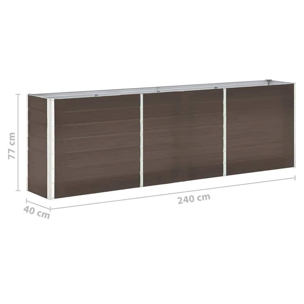 vidaXL Garten-Hochbeet Verzinkter Stahl 240×40×77 cm Braun