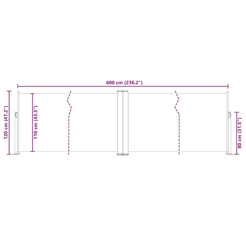 vidaXL Ausziehbare Seitenmarkise Anthrazit 120 x 600 cm