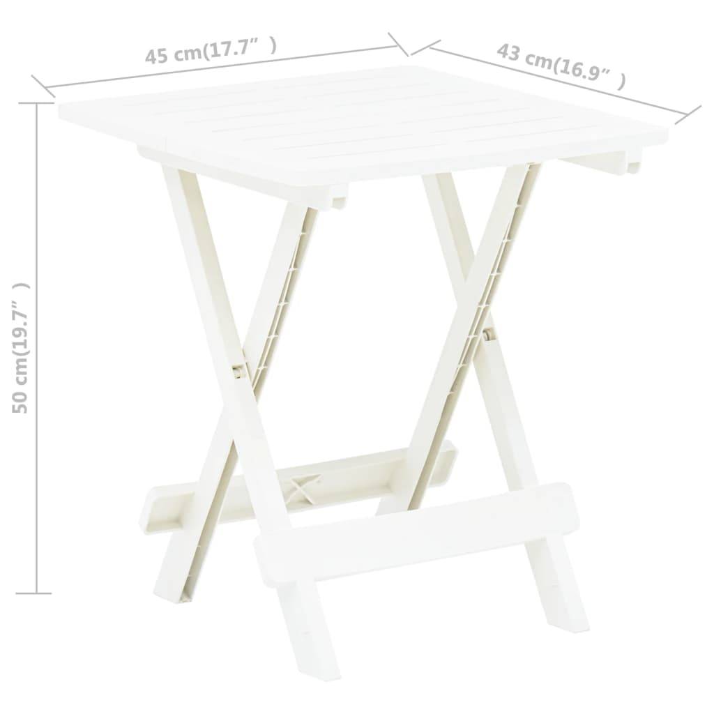 vidaXL Gartentisch Klappbar Weiß 45x43x50 cm Kunststoff