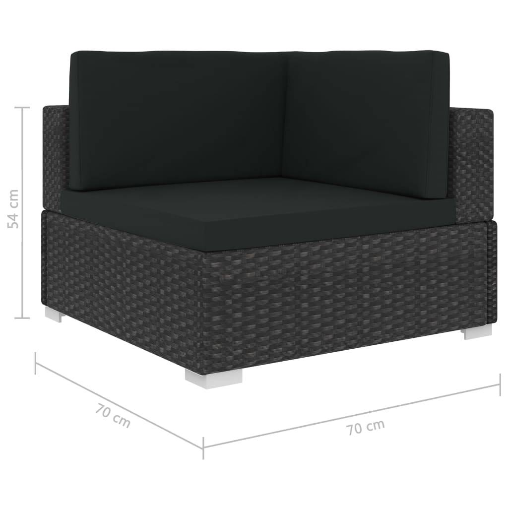 vidaXL 4-tlg. Garten-Sofagarnitur mit Auflagen Poly Rattan Schwarz