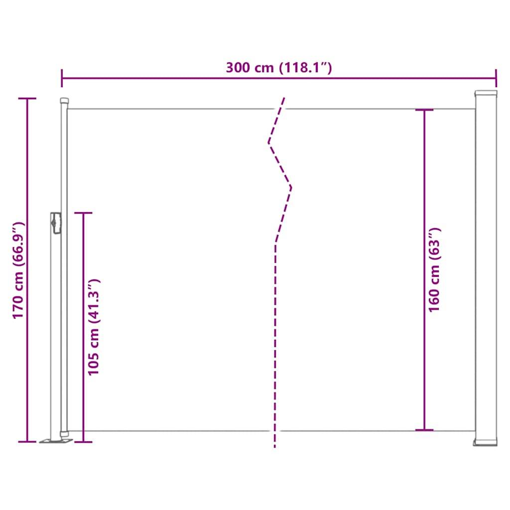 vidaXL Ausziehbare Seitenmarkise 170×300 cm Braun
