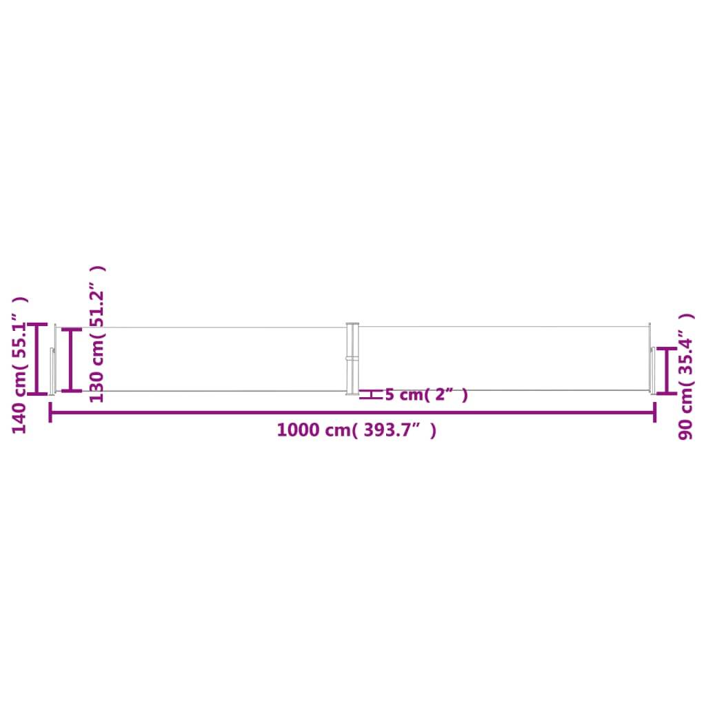 vidaXL Ausziehbare Seitenmarkise Anthrazit 140 x 1000 cm