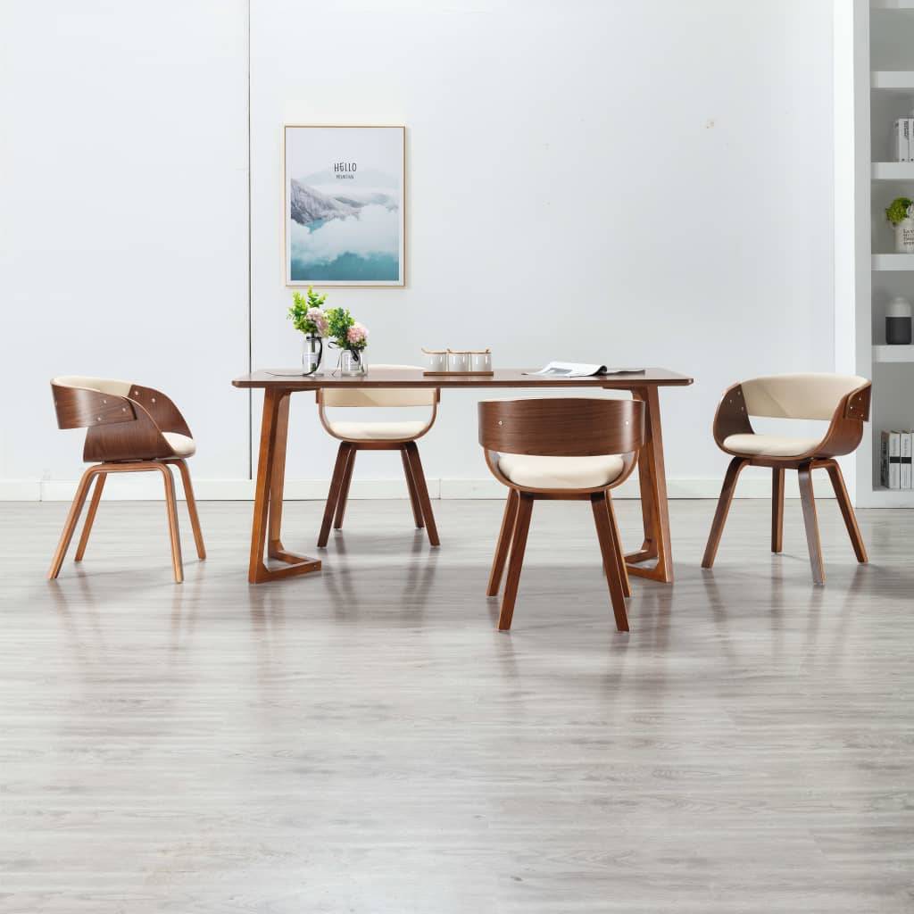 vidaXL Esszimmerstühle 4 Stk. Creme Bugholz und Kunstleder