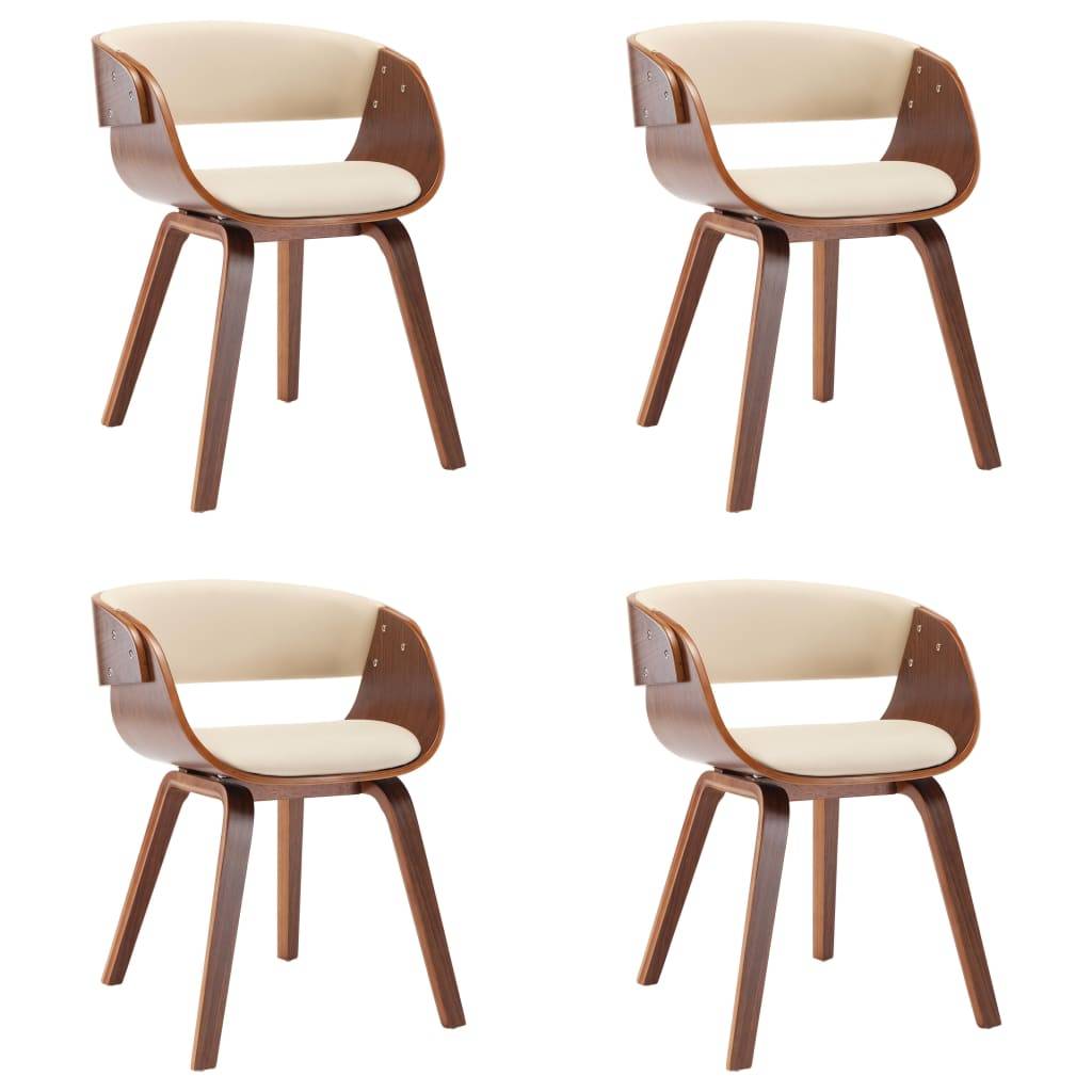 vidaXL Esszimmerstühle 4 Stk. Creme Bugholz und Kunstleder