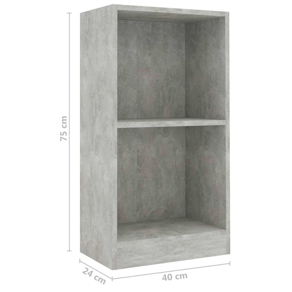 vidaXL Bücherregal Betongrau 40x24x75 cm Holzwerkstoff