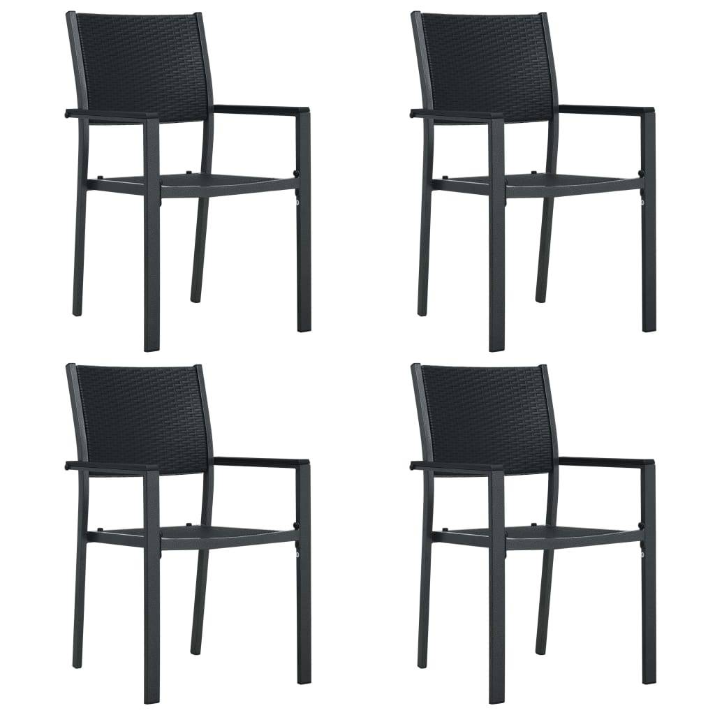 vidaXL Gartenstühle 4 Stk. Schwarz Kunststoff Rattan-Optik