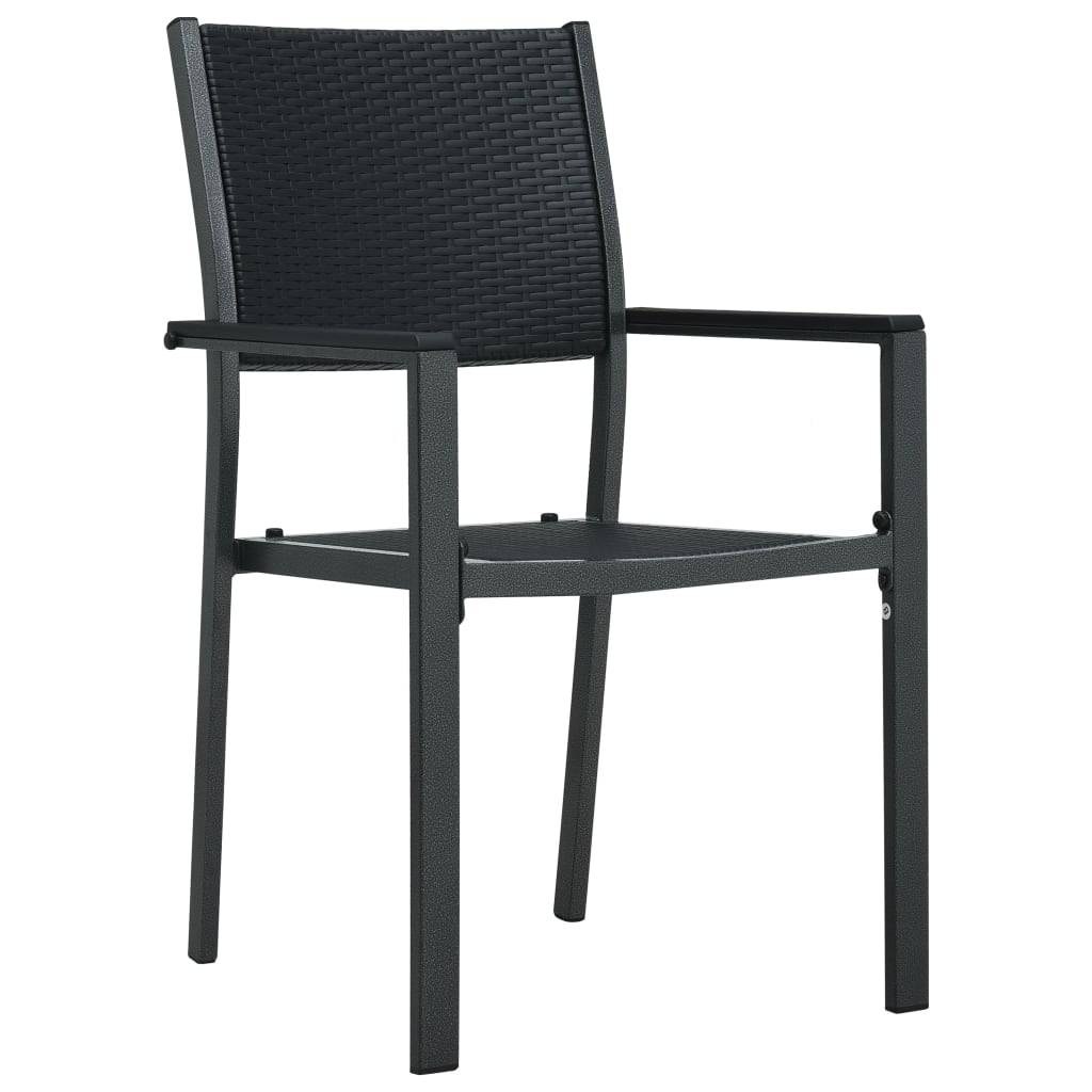 vidaXL Gartenstühle 4 Stk. Schwarz Kunststoff Rattan-Optik