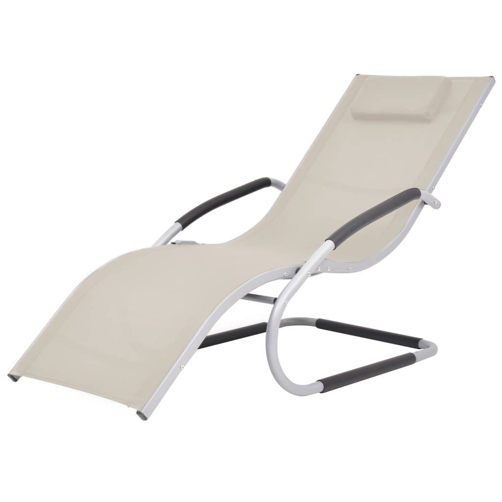 vidaXL Sonnenliege mit Kissen Aluminium und Textilene Creme