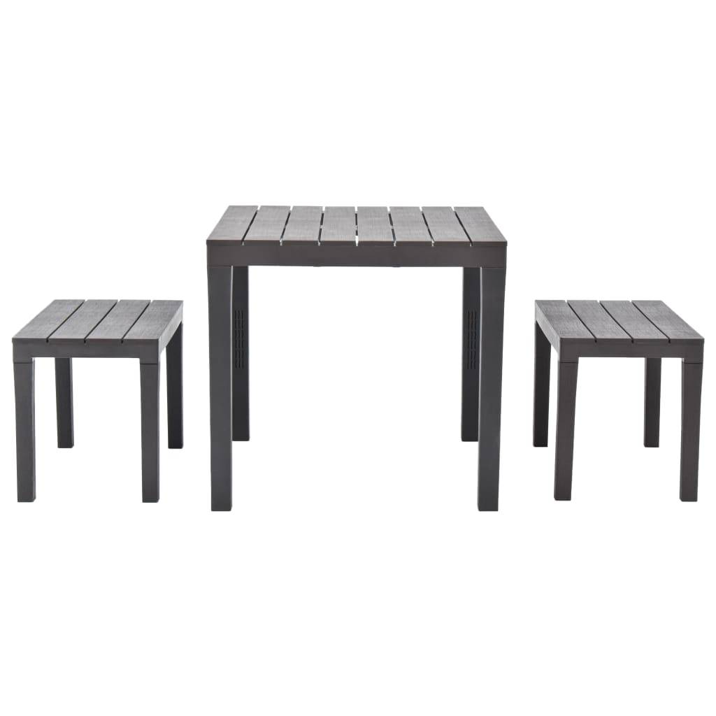 vidaXL Gartentisch mit 2 Bänken Kunststoff Braun