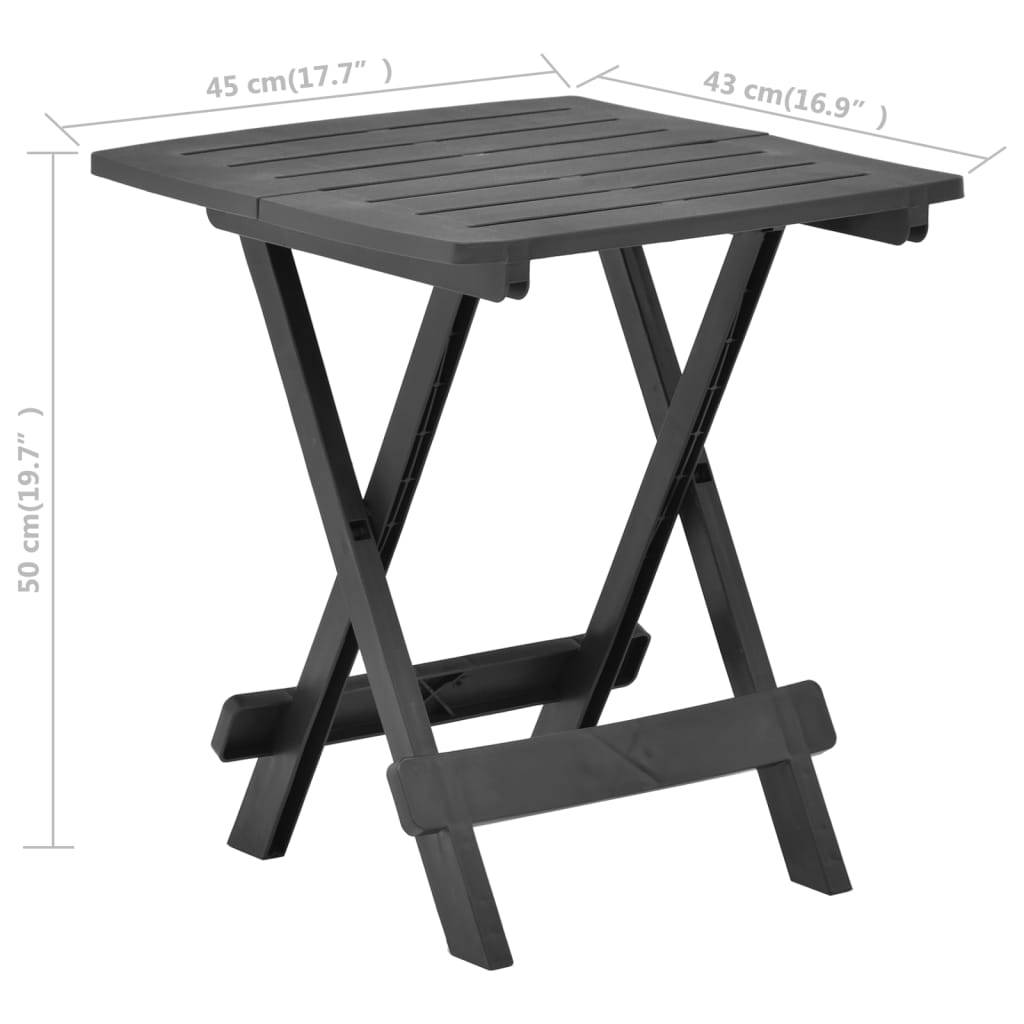 vidaXL Gartentisch Klappbar Anthrazit 45x43x50 cm Kunststoff