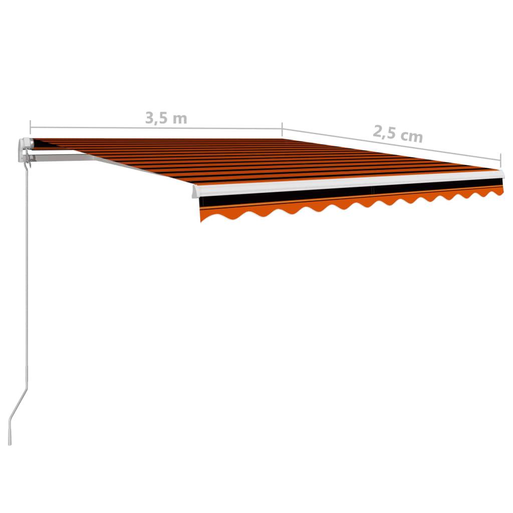 vidaXL Einziehbare Markise Handbetrieben 350 x 250 cm Orange und Braun
