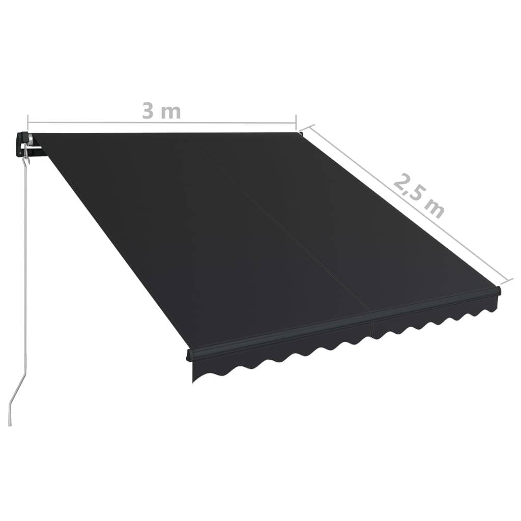 vidaXL Einziehbare Markise Handbetrieben 300 x 250 cm Anthrazit