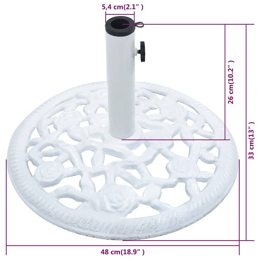 vidaXL Sonnenschirmständer Weiß 12 kg 48 cm Gusseisen